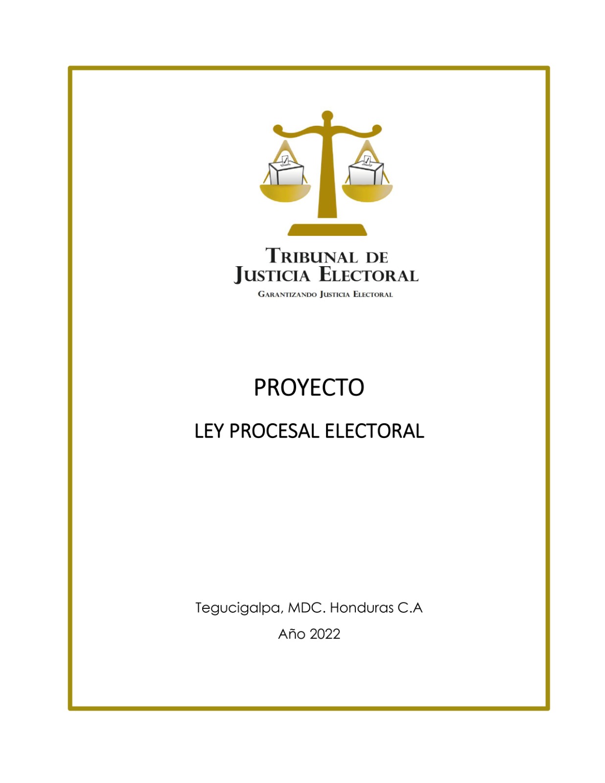 Proyecto De Ley Electoral - Tribunal De Justicia Electoral